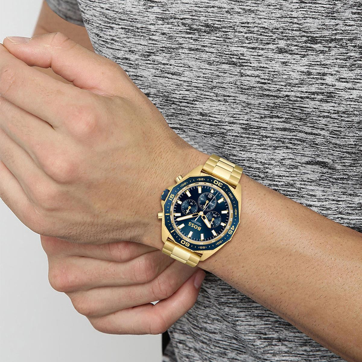Zegarek Męski Hugo Boss Energy 1513973 Złoty Niebieska Tarcza