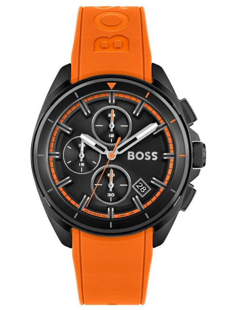 Zegarek Męski Hugo Boss Volane 1513957 Czarny Pomarańczowy Pasek