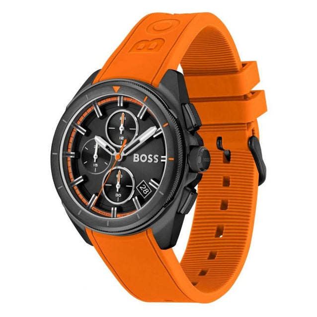 Zegarek Męski Hugo Boss Volane 1513957 Czarny Pomarańczowy Pasek