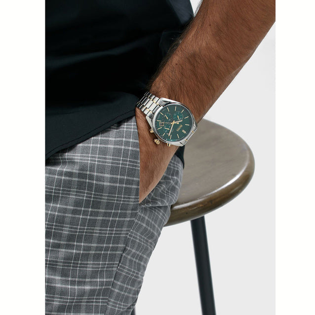 Zegarek Męski Hugo Boss Champion 1513878 Zielony Srebrno-Złoty