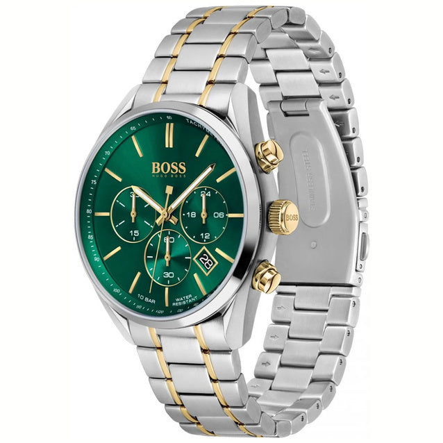 Zegarek Męski Hugo Boss Champion 1513878 Zielony Srebrno-Złoty